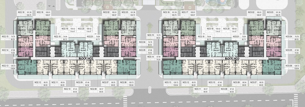 Thiết kế tòa NO3 và NO2 Hà Nội Melody Residences Linh Đàm